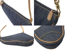 Load image into Gallery viewer, Christian Dior クリスチャンディオール ハンドバッグ ミニ サドルバッグ ネイビー ブラウン デニム レザー ゴールド金具 美品 中古 4c069099