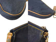 Load image into Gallery viewer, Christian Dior クリスチャンディオール ハンドバッグ ミニ サドルバッグ ネイビー ブラウン デニム レザー ゴールド金具 美品 中古 4c069099