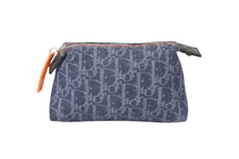 Load image into Gallery viewer, Christian Dior クリスチャンディオール トロッター フライトポーチ 小物入れ デニム グレー シルバー金具 美品 中古 4c069105