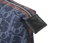 Load image into Gallery viewer, Christian Dior クリスチャンディオール トロッター フライトポーチ 小物入れ デニム グレー シルバー金具 美品 中古 4c069105
