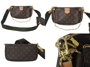 極美品 LOUIS VUITTON ルイヴィトン ミュルティポシェット アクセソワール カーキ ショルダーバッグ モノグラム M44813 中古 4c069109