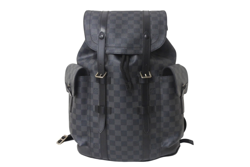 LOUIS VUITTON ルイヴィトン リュック デイパック クリストファー MM ダミエグラフィット N41379 シルバー金具 美品 中古 4c069155