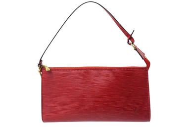 極美品 LOUIS VUITTON ルイヴィトン ポシェットアクセソワール エピレザー M52947 レッド ゴールド金具 中古 4c069181