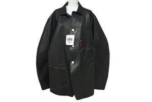 極美品 eYe JUNYA WATANABE MAN アイジュンヤワタナベマン Levi’s リーバイス Wネームレザージャケット WN-J914-100 サイズXL ブラック 中古 4c069201