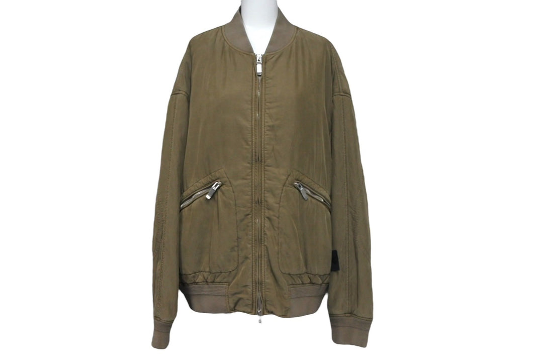 極美品 DIOR ディオール STONE ISLAND ストーンアイランド ボンバージャケット 493C401A6263 サイズ54 ブラウン シルク ナイロン 中古 4c069205