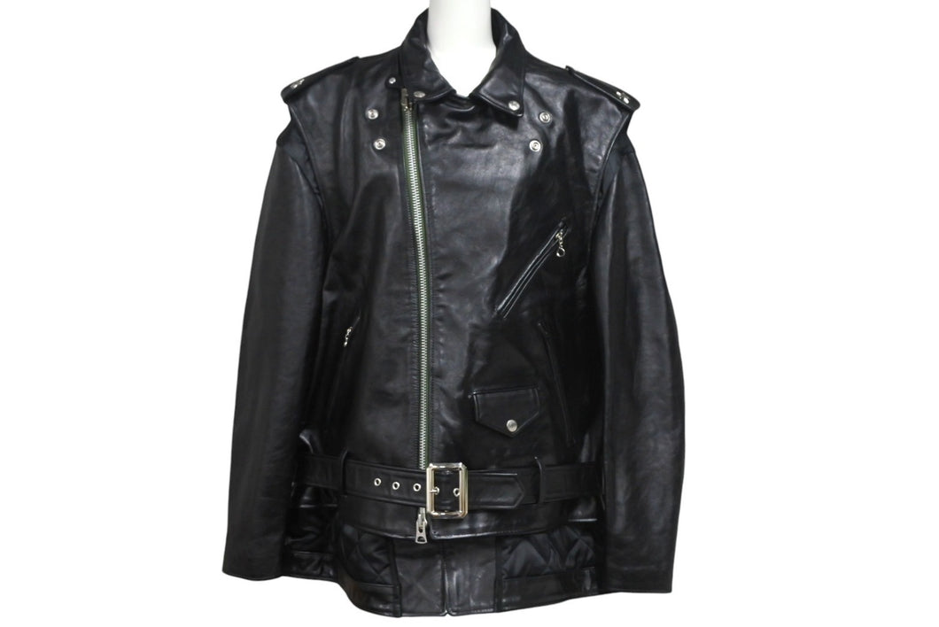 SACAI × Schott サカイ×ショット ダブルライダースジャケット 22-02875M サイズ4 ブラック ワンスター牛革 22AW 美品 中古 4c069206 