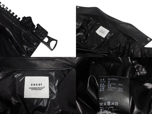 極美品 SACAI × UNDERCOVER サカイ × アンダーカバー ダブルライダースジャケット UCZ9203 サイズ4 牛革 ポリエステル ブラック 中古 4c069210 