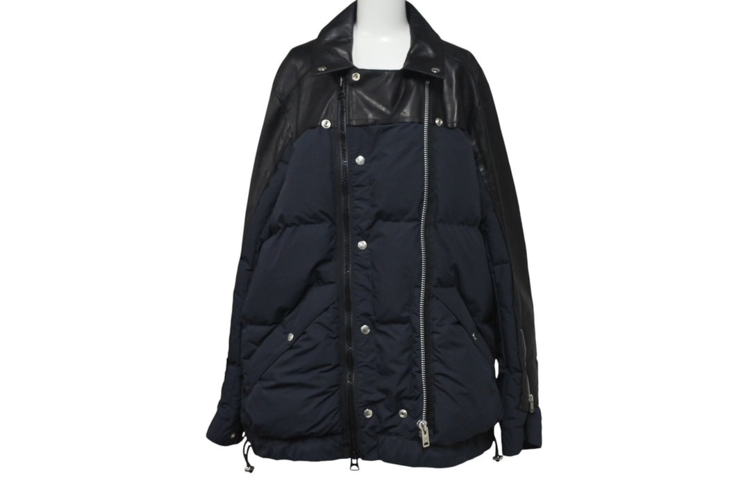 極美品 SACAI × UNDERCOVER サカイ × アンダーカバー ダブルライダースジャケット UCZ9203 サイズ4 牛革 ポリエステル ブラック 中古 4c069210 