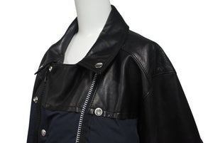 極美品 SACAI × UNDERCOVER サカイ × アンダーカバー ダブルライダースジャケット UCZ9203 サイズ4 牛革 ポリエステル ブラック 中古 4c069210 