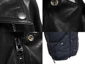 極美品 SACAI × UNDERCOVER サカイ × アンダーカバー ダブルライダースジャケット UCZ9203 サイズ4 牛革 ポリエステル ブラック 中古 4c069210 