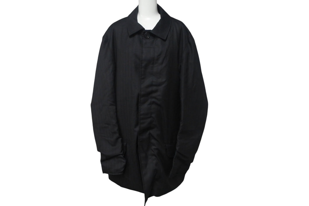 極美品 Paul Harnden ポールハーデン マックコート ジャケット サイズM ストライプ 比翼ボタン ブラック ウール 中古 4c069213