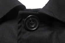 Load image into Gallery viewer, 極美品 Paul Harnden ポールハーデン マックコート ジャケット サイズM ストライプ 比翼ボタン ブラック ウール 中古 4c069213