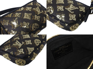 新品同様 LOUIS VUITTON ルイヴィトン ミニポシェットアクセソワール アクセサリーポーチ M60125 モノグラムエクリプス スパンコール 中古 4c069218