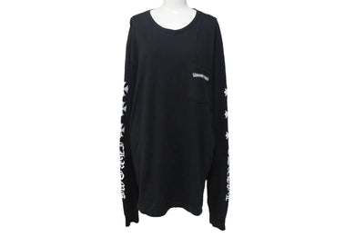 CHROME HEARTS クロムハーツ 長袖Ｔシャツ サイズXL CHプラス スクロールロゴ プリント ブラック ホワイト 良品 中古 4c069220