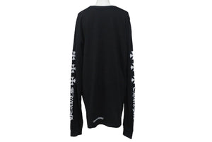 CHROME HEARTS クロムハーツ 長袖Ｔシャツ サイズXL CHプラス スクロールロゴ プリント ブラック ホワイト 良品 中古 4c069220