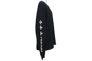 CHROME HEARTS クロムハーツ 長袖Ｔシャツ サイズXL CHプラス スクロールロゴ プリント ブラック ホワイト 良品 中古 4c069220