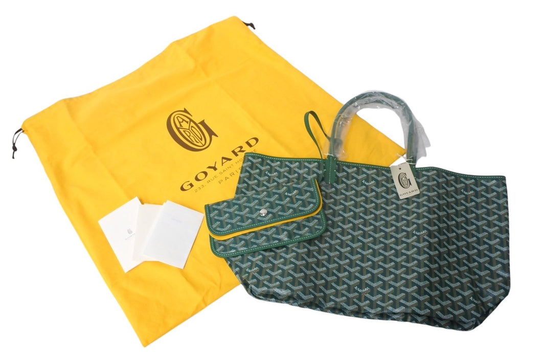 新品未使用 GOYARD ゴヤール サンルイPM バッグ トートバッグ STLOUIPMLTY09CL09P PVC レザー ヘリンボーン グリーン 中古 4c069222