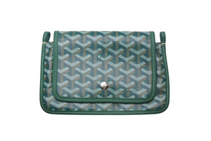 新品未使用 GOYARD ゴヤール プリュメ ポーチウォレット ショルダーバッグ グリーン PVC レザー シルバー金具 中古 4c069233