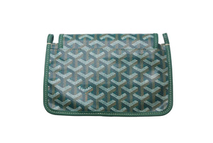 新品未使用 GOYARD ゴヤール プリュメ ポーチウォレット ショルダーバッグ グリーン PVC レザー シルバー金具 中古 4c069233
