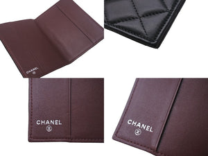 CHANEL シャネル パスポートケース 14番台 キルティング ココマーク ブラック バーガンディ ラムスキン 美品 中古 4c069234