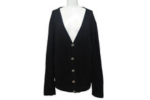 Load image into Gallery viewer, CHROME HEARTS クロムハーツ クロスパッチ カーディガン ブラック CHクロス カシミヤ カーフスキン サイズM 美品 中古 4c069238