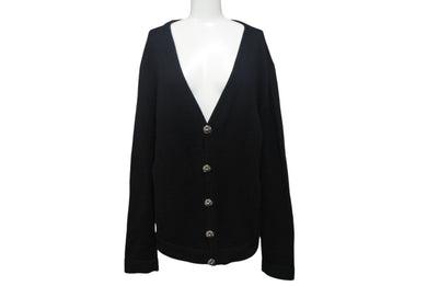 CHROME HEARTS クロムハーツ クロスパッチ カーディガン ブラック CHクロス カシミヤ カーフスキン サイズM 美品 中古 4c069238