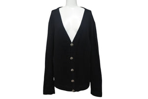 CHROME HEARTS クロムハーツ クロスパッチ カーディガン ブラック CHクロス カシミヤ カーフスキン サイズM 美品 中古 4c069238