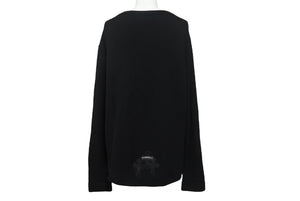CHROME HEARTS クロムハーツ クロスパッチ カーディガン ブラック CHクロス カシミヤ カーフスキン サイズM 美品 中古 4c069238