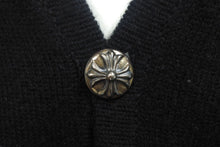Load image into Gallery viewer, CHROME HEARTS クロムハーツ クロスパッチ カーディガン ブラック CHクロス カシミヤ カーフスキン サイズM 美品 中古 4c069238