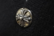 Load image into Gallery viewer, CHROME HEARTS クロムハーツ クロスパッチ カーディガン ブラック CHクロス カシミヤ カーフスキン サイズM 美品 中古 4c069238