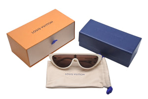 極美品 LOUIS VUITTON ルイヴィトン サングラス LV スプリット Z2218U アイボリー アセテート サイズ132□00 135 中古 4c069239