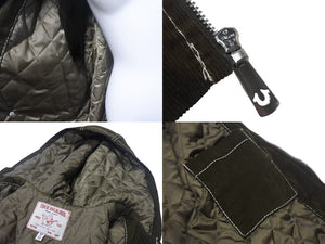 TRUE RELIGION トゥルーレリジョン コーデュロイフードジャケット サイズL オリーブ コットン 刺繍 美品 中古 4c069248