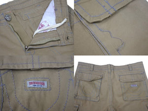 TRUE RELIGION トゥルーレリジョン カーゴパンツ サイズ34 ベージュ コットン 刺繍 ヴィンテージ 美品 中古 4c069250