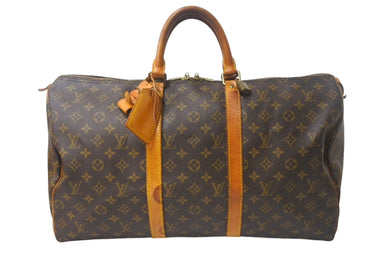 LOUIS VUITTON ルイヴィトン モノグラム キーポル50 ボストンバッグ M41426 PVC レザー ブラウン 良品 中古 4c069255