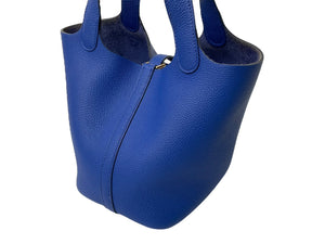 極美品 HERMES エルメス ピコタンロックPM Z刻印 18 トリヨンクレマンス ブルーロワイヤル ハンドバッグ 中古 4c069266