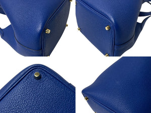 極美品 HERMES エルメス ピコタンロックPM Z刻印 18 トリヨンクレマンス ブルーロワイヤル ハンドバッグ 中古 4c069266