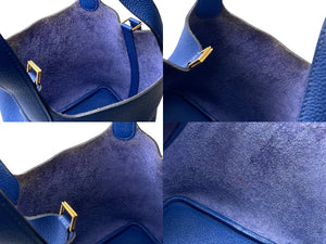 極美品 HERMES エルメス ピコタンロックPM Z刻印 18 トリヨンクレマンス ブルーロワイヤル ハンドバッグ 中古 4c069266