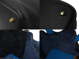 極美品 HERMES エルメス ピコタンロックMM ハンドバッグ Y刻印 トリヨンクレマンス ブルーニュイ ブルーザンジバル 中古 4c069267