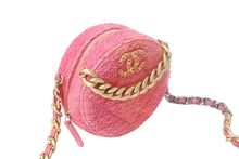 Load image into Gallery viewer, 極美品 CHANEL シャネル シャネル19 ラウンド チェーンショルダーバッグ 30番台 ツイード ピンク オレンジ ココマーク 中古 4c069269