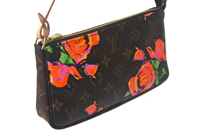 新品同様品 LOUIS VUITTON ルイ ヴィトン モノグラムローズ ポシェット アクセソワール M48615 ブラウン ピンク 中古 4c069274