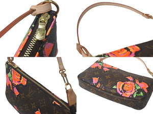 新品同様品 LOUIS VUITTON ルイ ヴィトン モノグラムローズ ポシェット アクセソワール M48615 ブラウン ピンク 中古 4c069274