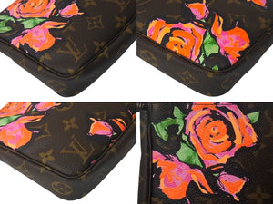 新品同様品 LOUIS VUITTON ルイ ヴィトン モノグラムローズ ポシェット アクセソワール M48615 ブラウン ピンク 中古 4c069274