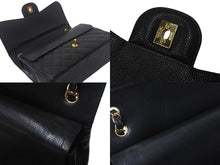 Load image into Gallery viewer, CHANEL シャネル デカマトラッセ 30cm Wフラップ Wチェーンショルダーバッグ 14番台 キャビアスキン ブラック ゴールド金具 美品 中古 4c069286