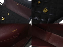 Load image into Gallery viewer, CHANEL シャネル デカマトラッセ 30cm Wフラップ Wチェーンショルダーバッグ 14番台 キャビアスキン ブラック ゴールド金具 美品 中古 4c069286