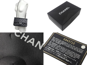 CHANEL シャネル マトラッセ25 Wチェーンショルダーバッグ Wフラップ ココマーク 6番台 ラムスキン ブラック シルバー金具 美品 中古 4c069287