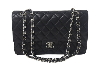 CHANEL シャネル マトラッセ25 Wチェーンショルダーバッグ Wフラップ ココマーク 6番台 ラムスキン ブラック シルバー金具 美品 中古 4c069287