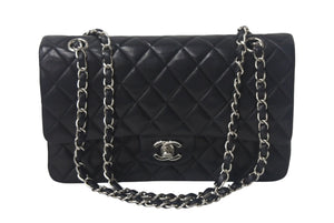 CHANEL シャネル マトラッセ25 Wチェーンショルダーバッグ Wフラップ ココマーク 6番台 ラムスキン ブラック シルバー金具 美品 中古 4c069287