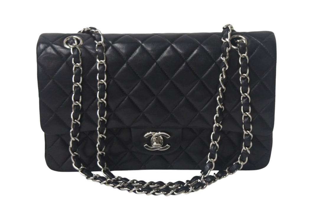 CHANEL シャネル マトラッセ25 Wチェーンショルダーバッグ Wフラップ ココマーク 6番台 ラムスキン ブラック シルバー金具 美品 中古 4c069287