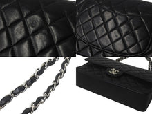 Load image into Gallery viewer, CHANEL シャネル マトラッセ25 Wチェーンショルダーバッグ Wフラップ ココマーク 6番台 ラムスキン ブラック シルバー金具 美品 中古 4c069287