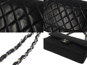 CHANEL シャネル マトラッセ25 Wチェーンショルダーバッグ Wフラップ ココマーク 6番台 ラムスキン ブラック シルバー金具 美品 中古 4c069287